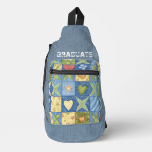 Patchwork Lichtblauwe denim textuur Sling Bag