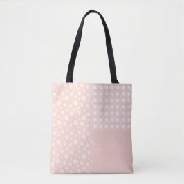 Patchwork Lichtroze Schattige Lentepatroon Canvas Tote Bag