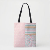 Patchwork Liefde Harten Regenboog Pastel Canvas ta Tote Bag (Voorkant)