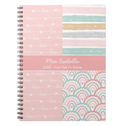 Patchwork Liefdes Harten Regenboog - Pastel Notiti Notitieboek (Voorkant)