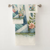 Patchwork Lighthouse Coastal Floral Scene Bad Handdoek (Insitu)