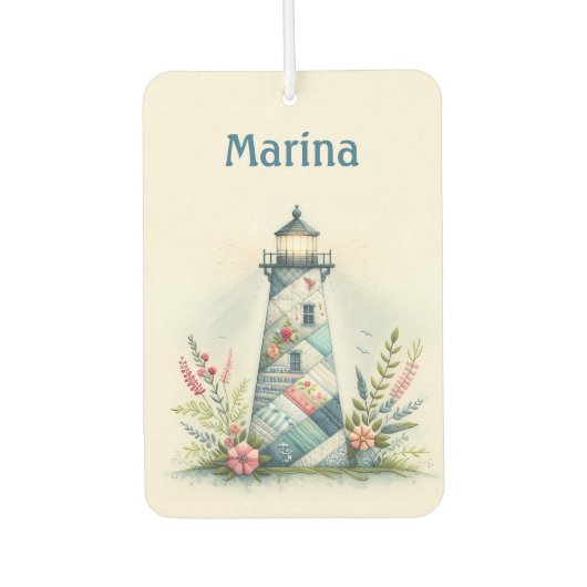 Patchwork Lighthouse Coastal Floral Scene Luchtverfrisser (Voorkant)