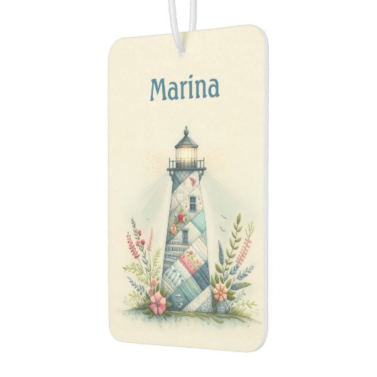 Patchwork Lighthouse Coastal Floral Scene Luchtverfrisser (Links)
