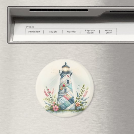 Patchwork Lighthouse Coastal Floral Scene Magneet (Insitu (Vaatwasser))