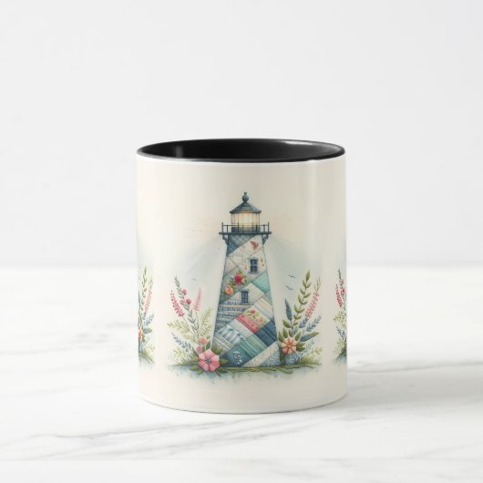 Patchwork Lighthouse Coastal Floral Scene Mok (Midden)