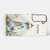 Patchwork Lighthouse Coastal Floral Scene Samsung Galaxy Hoesje (Achterkant horizontaal)