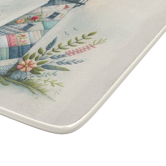 Patchwork Lighthouse Coastal Floral Scene Snijplank (Hoek)