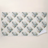 Patchwork Lighthouse Coastal Floral Scene Strandlaken (Voorkant)