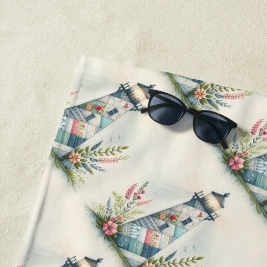 Patchwork Lighthouse Coastal Floral Scene Strandlaken (In situ)