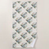 Patchwork Lighthouse Coastal Floral Scene Strandlaken (Voorkant)