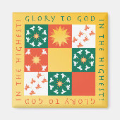 Patchwork Lof Kerstmis Magnet (Voorkant)