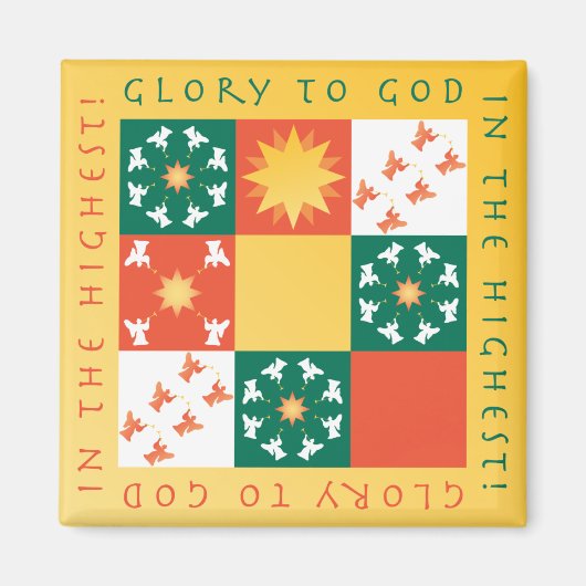 Patchwork Lof Kerstmis Magnet (Voorkant)