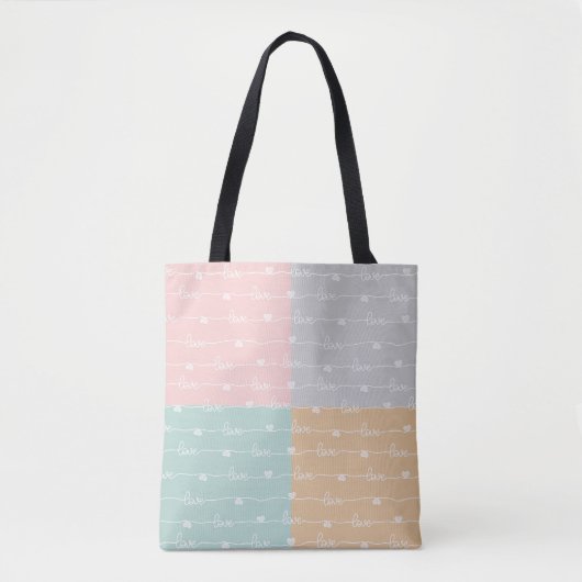 Patchwork Love Hearts Pastel Canvas tas (Voorkant)