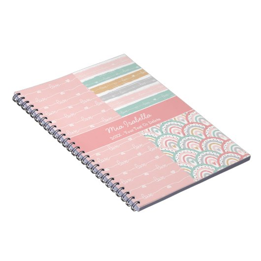 Patchwork Love Hearts Rainbow - Pastel Notitieboek (Rechterzijde)