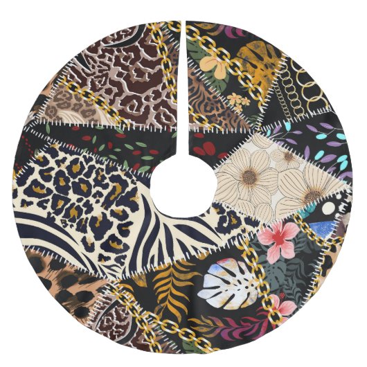 Patchwork luipaard: Etnisch lijnontwerp. Kerstboom Rok (Voorkant)
