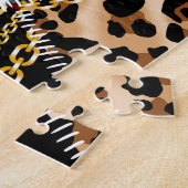 Patchwork luipaard: Etnisch lijnontwerp. Legpuzzel (Zijkant)