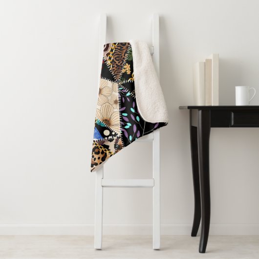 Patchwork luipaard: Etnisch lijnontwerp. Sherpa Deken (In situ)