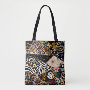 Patchwork luipaard: Etnisch lijnontwerp. Tote Bag