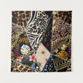 Patchwork luipaard: Etnisch lijnontwerp. Wandkleed (Voorkant (horizontaal))