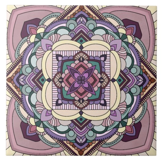 Patchwork Mandala Tegeltje (Voorkant)