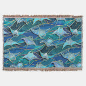 Patchwork Manta Rays in saffier turquoise blauw Deken (Voorkant)