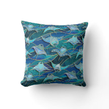 Patchwork Manta Rays in saffier turquoise blauw
