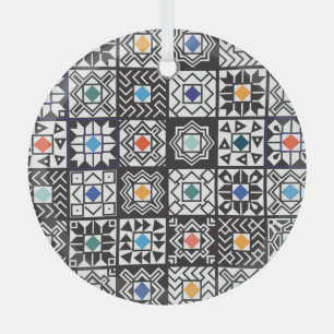 Patchwork Maori: Etnisch tapijtontwerp. Glas Ornament