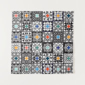 Patchwork Maori: Etnisch tapijtontwerp. Wandkleed (Voorkant (horizontaal))