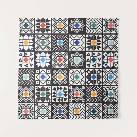 Patchwork Maori: Etnisch tapijtontwerp. Wandkleed (Voorkant)