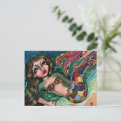 Patchwork Mermaid Briefkaart (Staand voorkant)