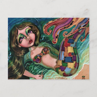 Patchwork Mermaid Briefkaart