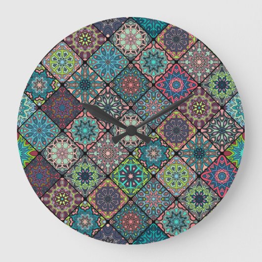  patchwork met floral mandala - elementen grote klok (Voorkant)