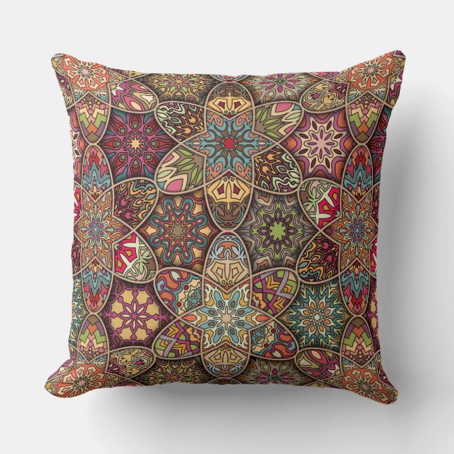  patchwork met floral mandala - elementen kussen (Voorkant)