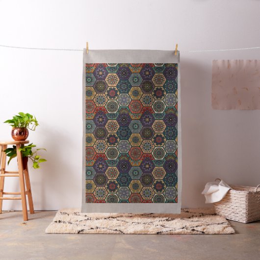  patchwork met floral mandala - elementen stof (Voorbeeld)