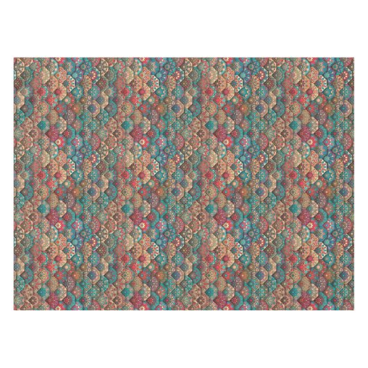 patchwork met floral mandala - elementen tafelkleed (Voorkant (Horizontaal))