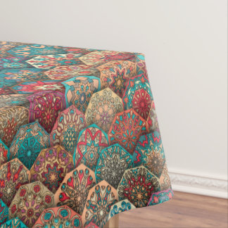 patchwork met floral mandala - elementen tafelkleed