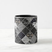 Patchwork monochroom zwart grijs wit patchwork qui mok (Midden)