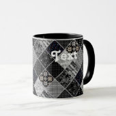 Patchwork monochroom zwart grijs wit patchwork qui mok (Voorkant rechts)