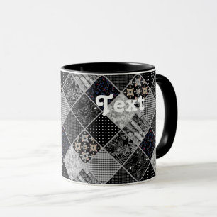 Patchwork monochroom zwart grijs wit patchwork qui mok
