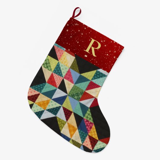 Patchwork MONOGRAM-kerststopzetting traditioneel Grote Kerstsok (Voorkant (Hangend))