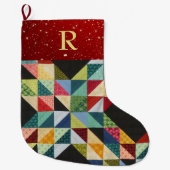 Patchwork MONOGRAM-kerststopzetting traditioneel Grote Kerstsok (Voorkant)