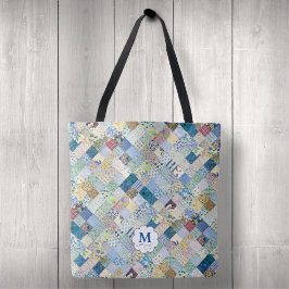 patchwork monogram tote bag