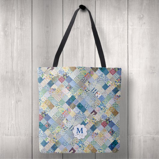 patchwork monogram tote bag