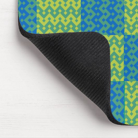 Patchwork Mousepad, blauw en groen geometrisch Muismat (Hoek)