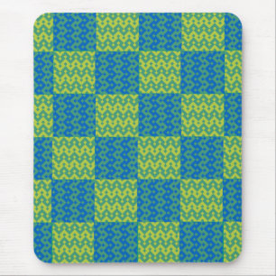Patchwork Mousepad, blauw en groen geometrisch Muismat