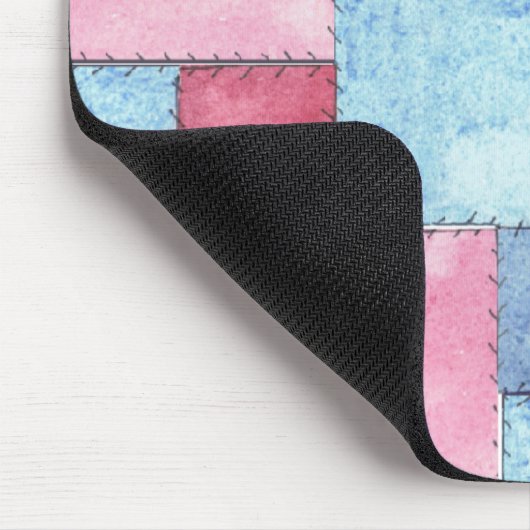 Patchwork Muismat, Roze, Blauw Muismat (Hoek)