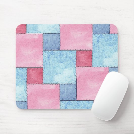 Patchwork Muismat, Roze, Blauw Muismat (Met muis)