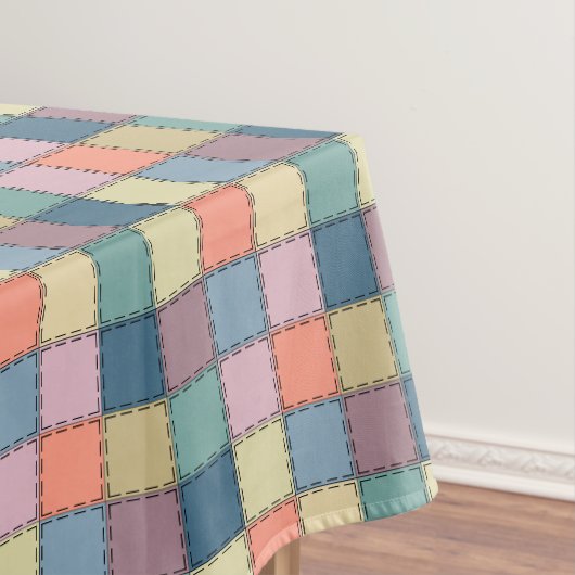 Patchwork multikleurig rustiek retro jaren zestig tafelkleed (Voorbeeld)