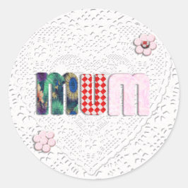 Patchwork 'MUM' op Kant Ronde Sticker