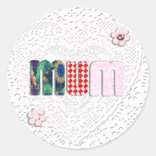 Patchwork 'MUM' op Kant Ronde Sticker
